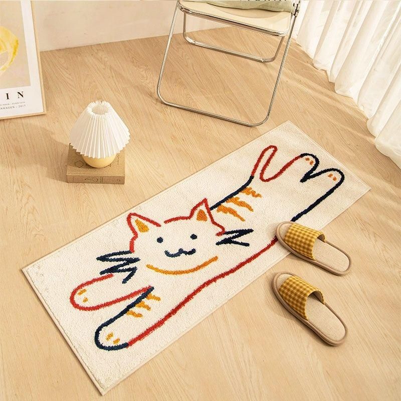 Charming Cartoon Cat Non-Slip Long Carpet for Living Room and Bedroom