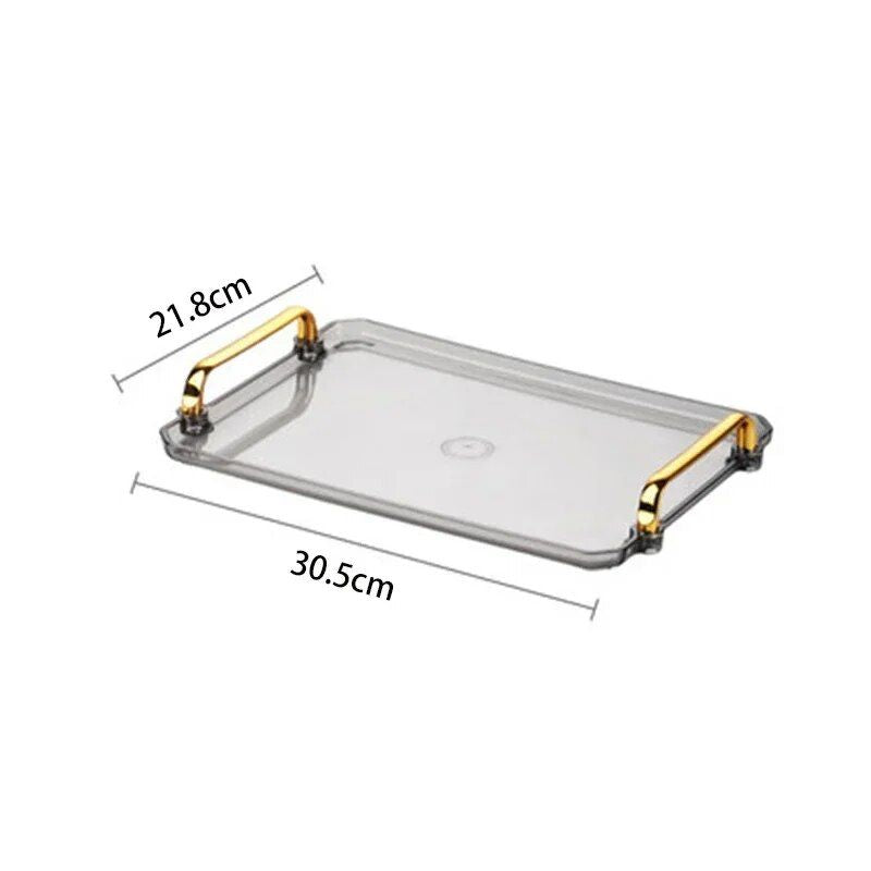 Elegant Acrylic Gold-Plated Serving Tray – Versatile and Eco-Friendly Household Accessory