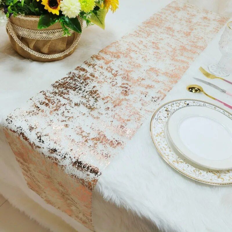 Luxurious Gold Foil Mesh Sequin Table Runner for Weddings and Special Events