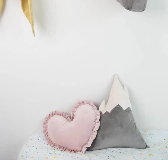 Charming Soft Pink Heart-Shaped Velvet Cushion