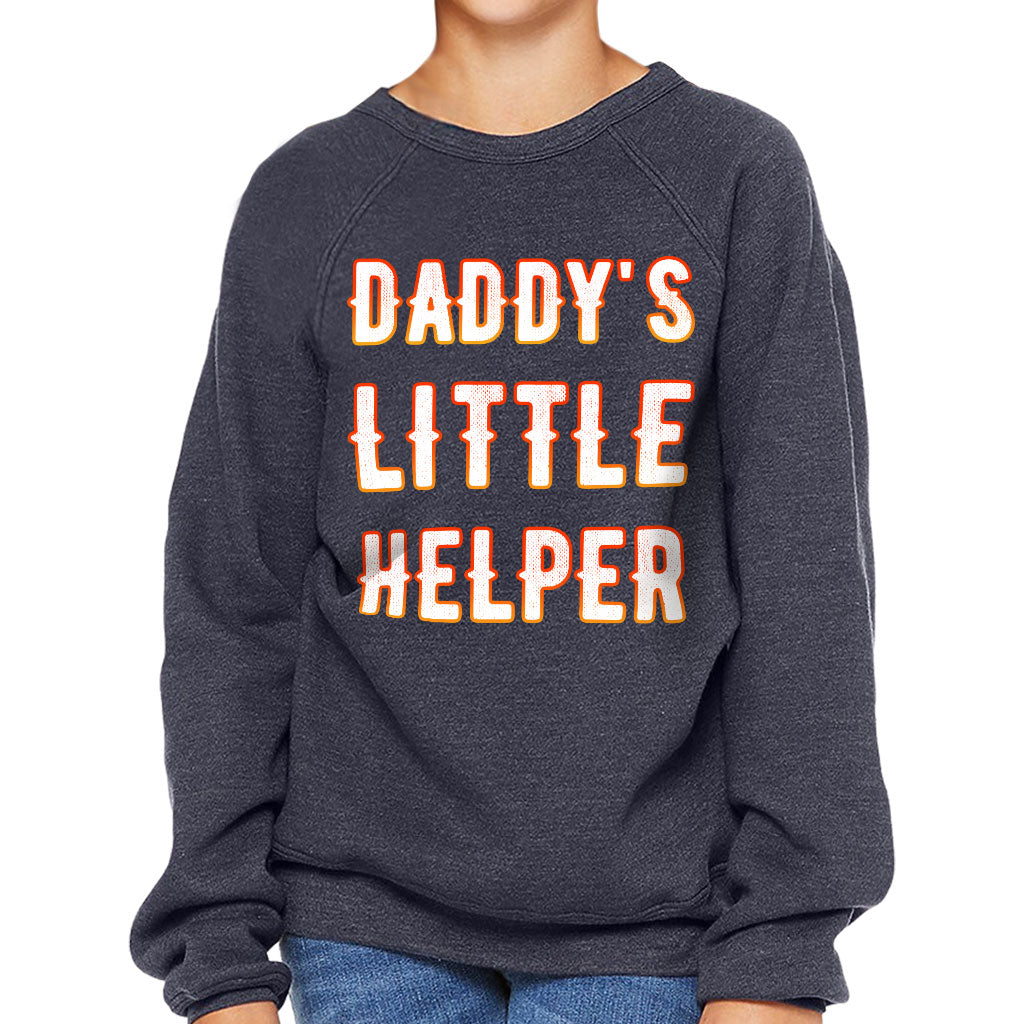 Daddy's Little Helper Kids' Raglan Sweatshirt - Cute Sponge Fleece Sweatshirt - Printed Sweatshirt