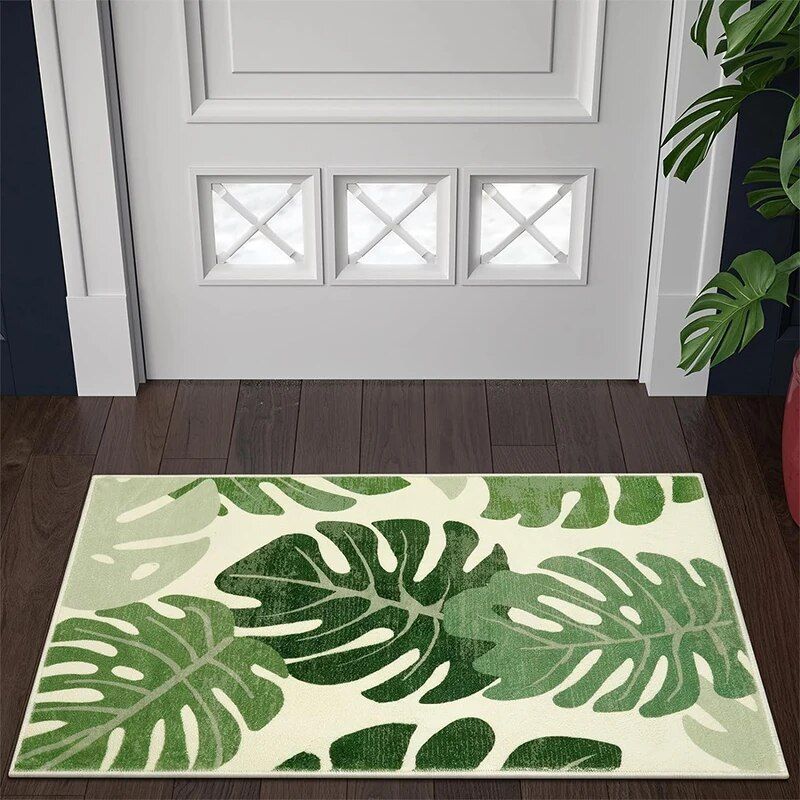 Tropical Green Plant Plush Rug