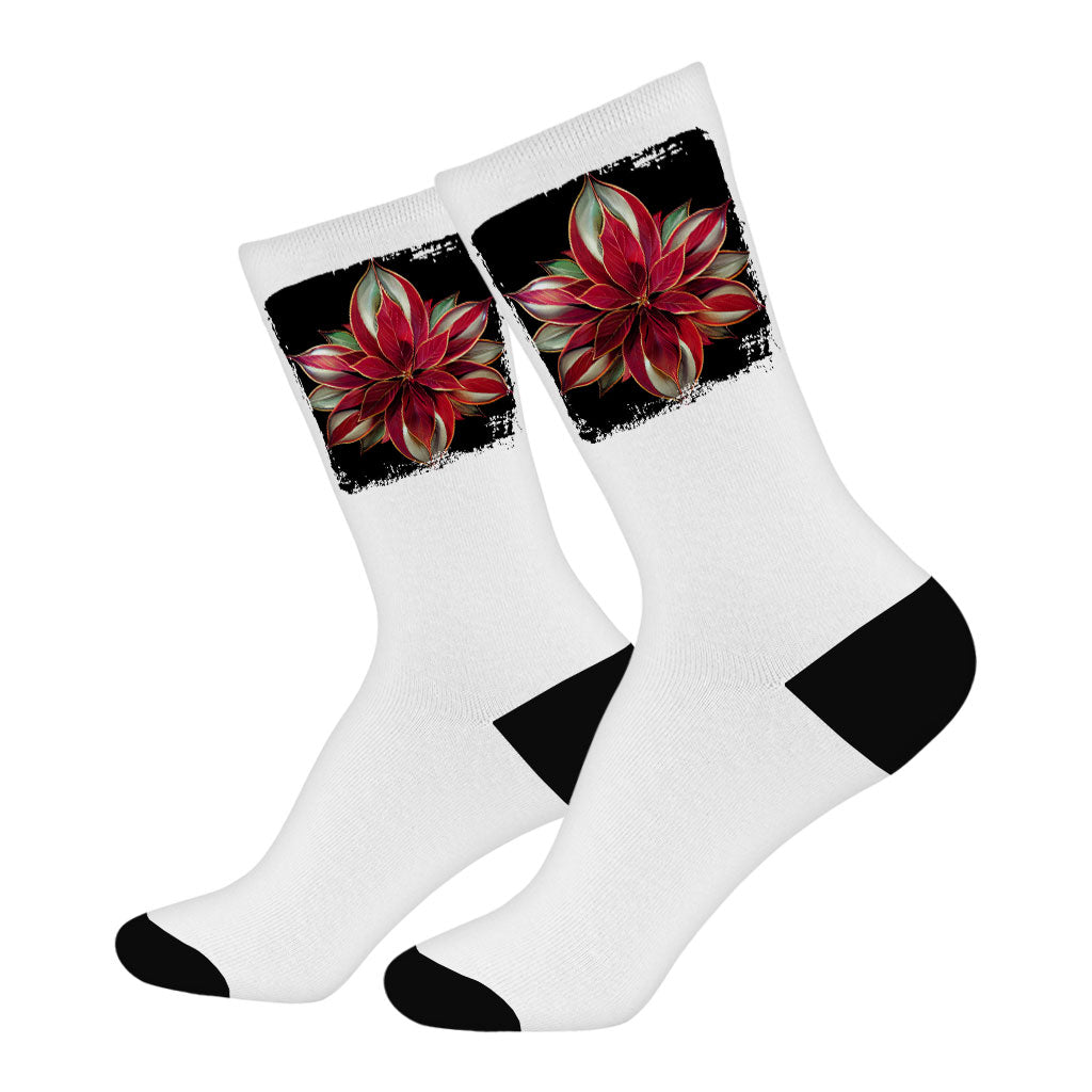 Beautiful Plant Socks - Themed Novelty Socks - Flower Crew Socks