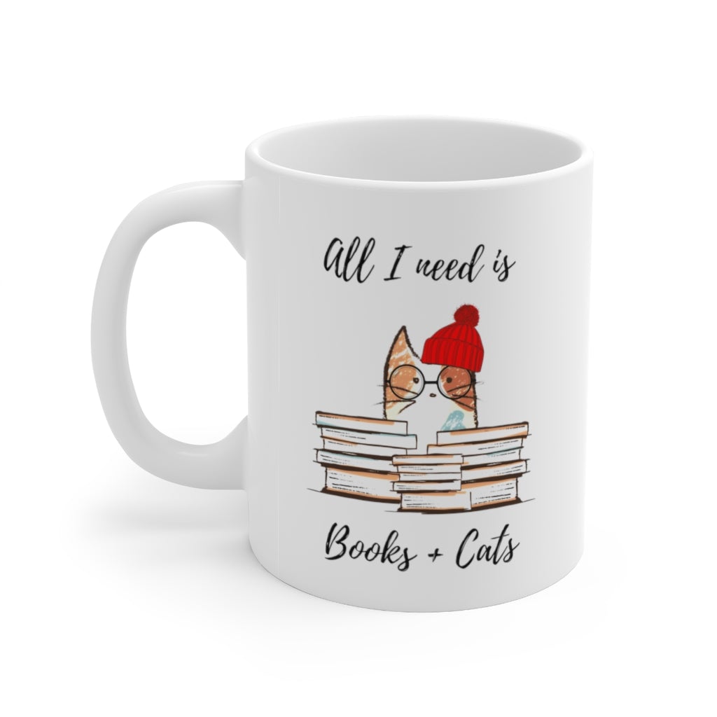 Book Lovers Mug, All I Need is Books & Cats Mug | Yellow Pandora