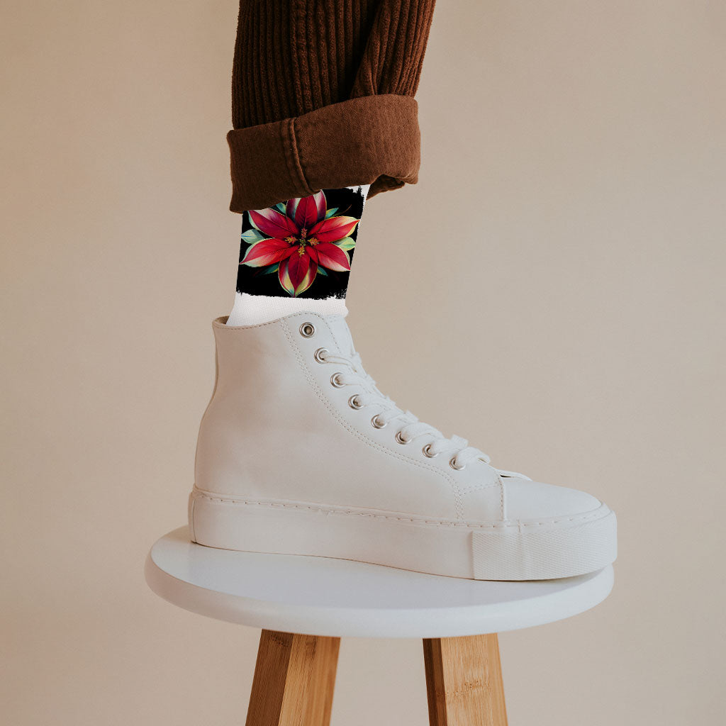 Plant Graphic Socks - Flower Novelty Socks - Beautiful Crew Socks