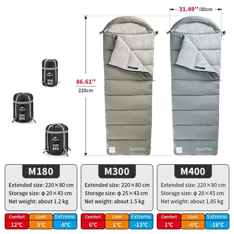 Lightweight & Warm Envelope Sleeping Bag for Spring & Autumn Camping