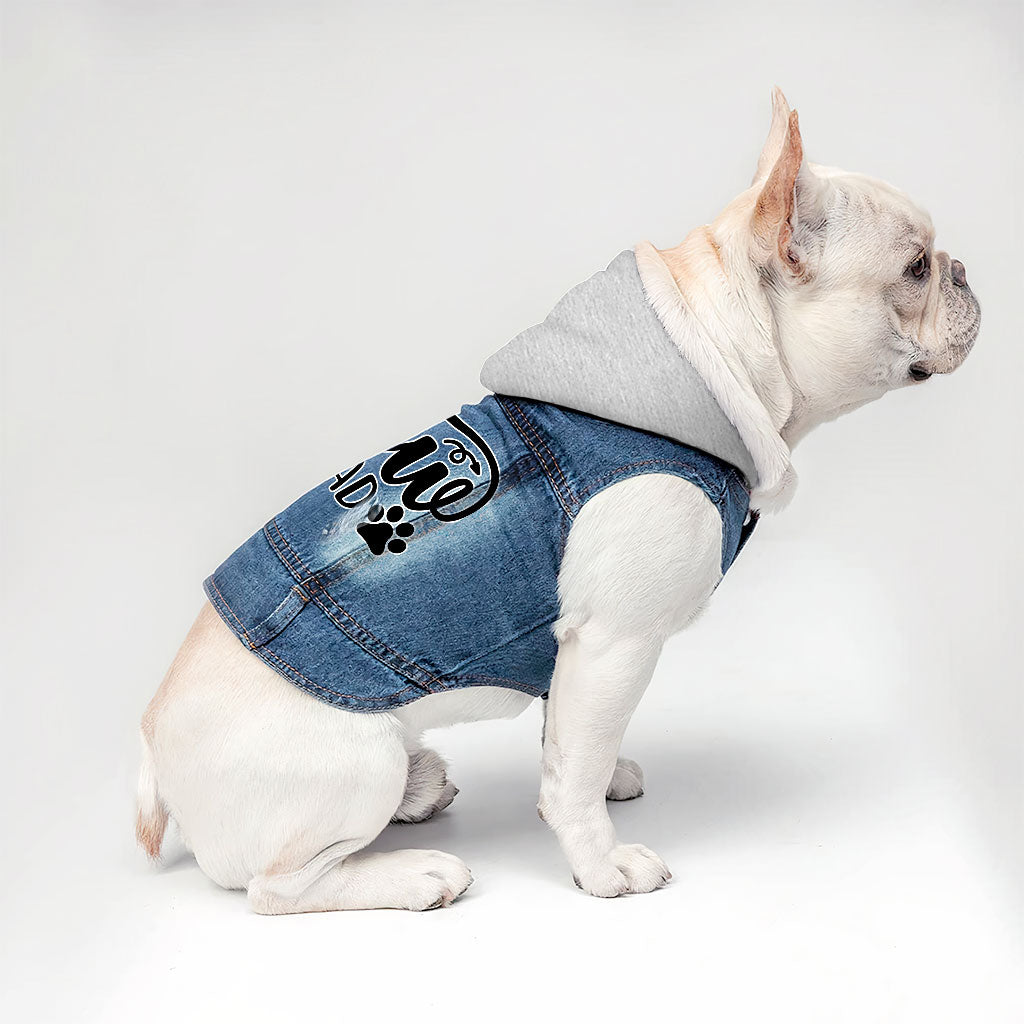 Paw Squad Dog Denim Jacket - Graphic Dog Denim Coat - Unique Dog Clothing