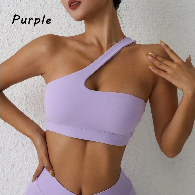 One-Shoulder High Stretch Sports Bra for Fitness & Yoga