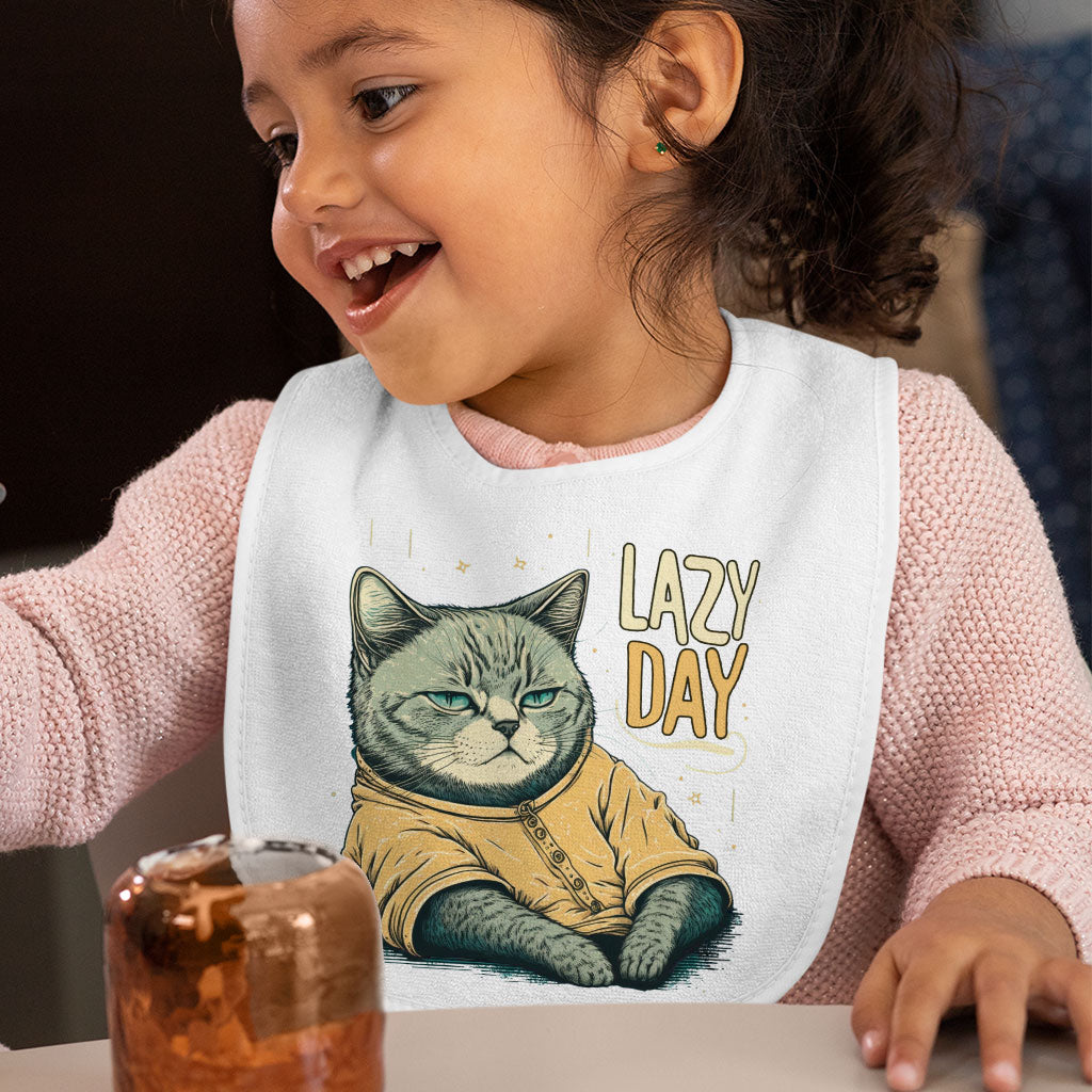 Lazy Day Baby Bibs - Funny Cat Baby Feeding Bibs - Graphic Bibs for Eating