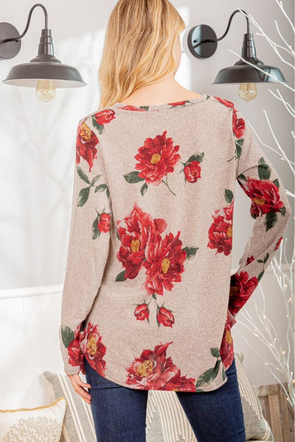 Floral V-Neck Tunic Top