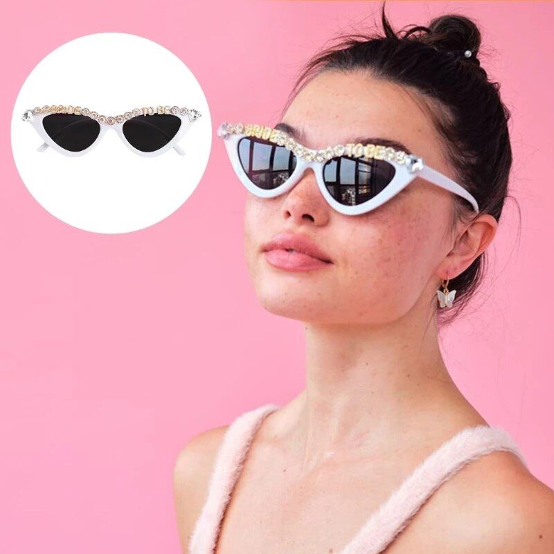 Chic "Bride To Be" Cat-Eye Party Sunglasses with Rhinestone Accents