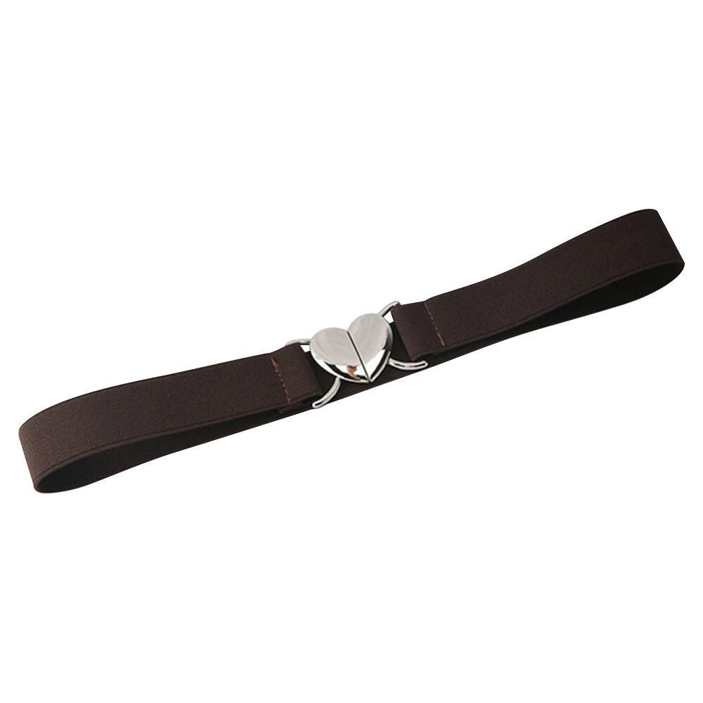 Chic Heart-Shaped Buckle Elastic Waist Belt for Women