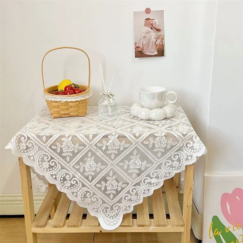 Elegant Vintage Lace Embroidered Tablecloth