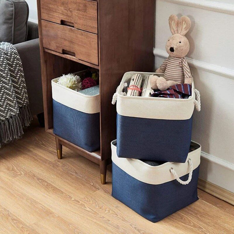 Versatile Large Linen Fabric Storage Basket: Space-Saving, Stylish, and Durable