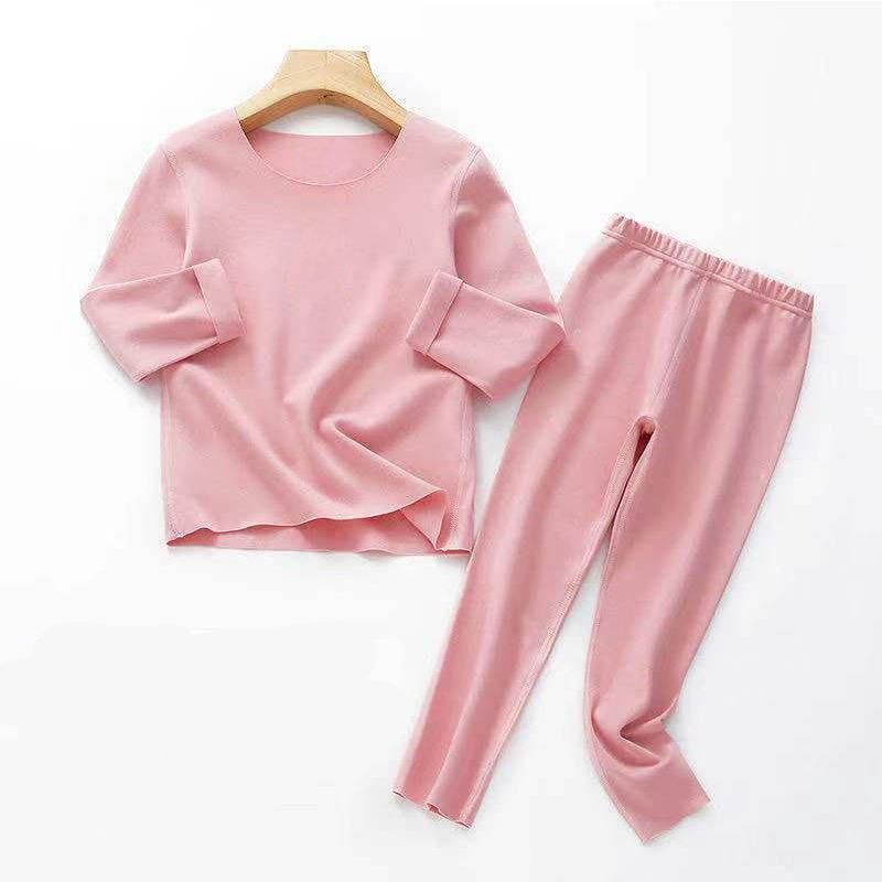 Cozy Kids' Velvet Thermal Underwear Set - Self-Heating, Elastic, Unisex for Winter Comfort