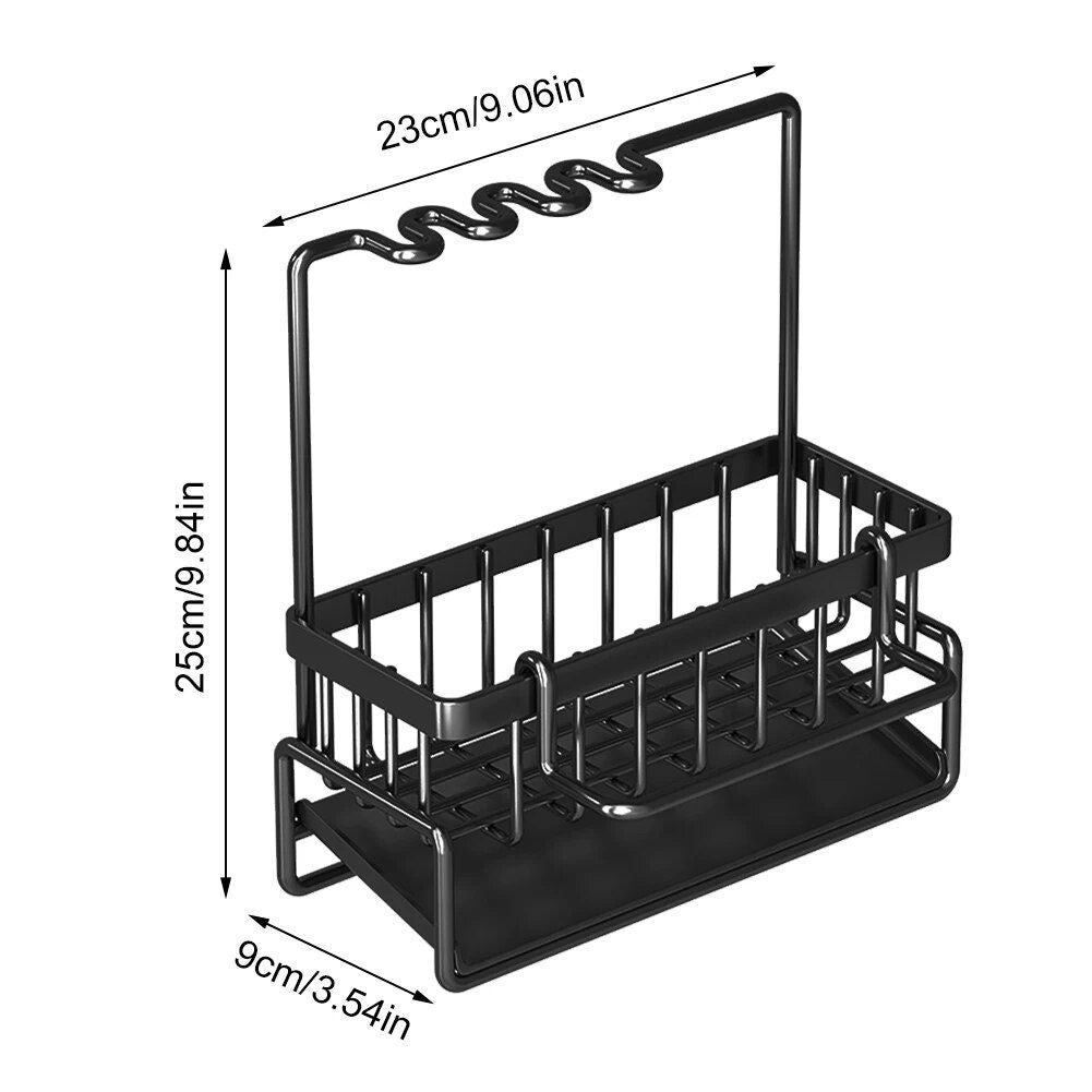 Space-Saving Stainless Steel Kitchen Sink Organizer with Self-Draining Tray