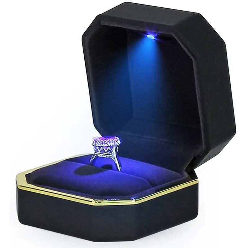 LED Illuminated Luxury Velvet Ring Box