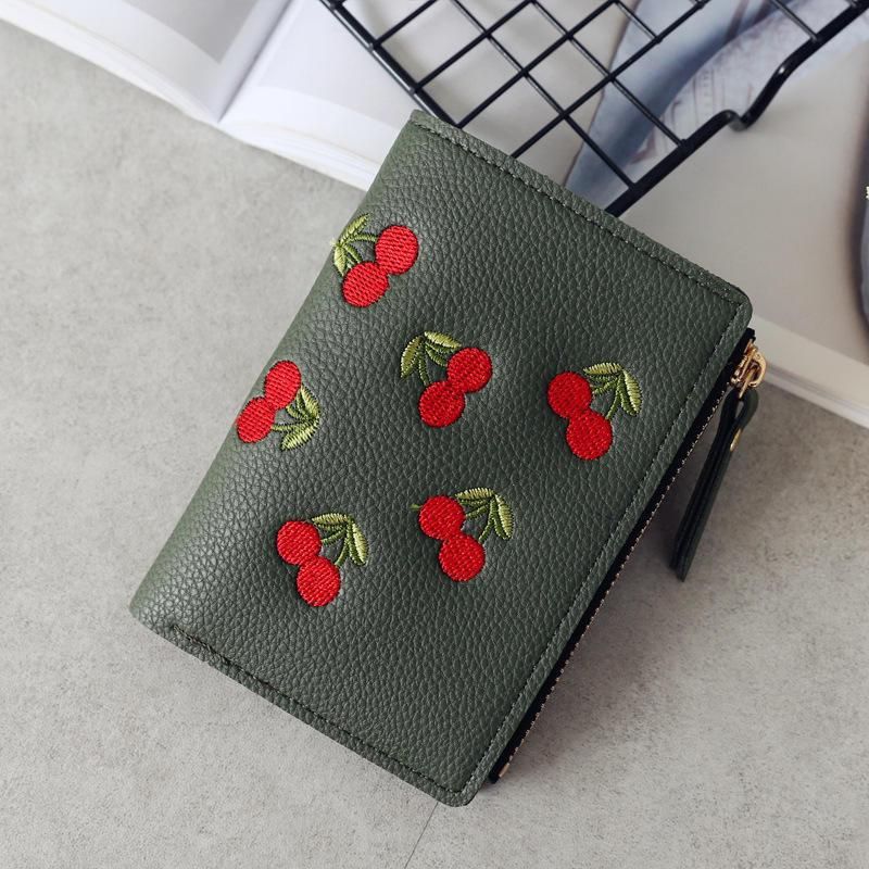 Chic Mini Wallet with Fruits Embroidery