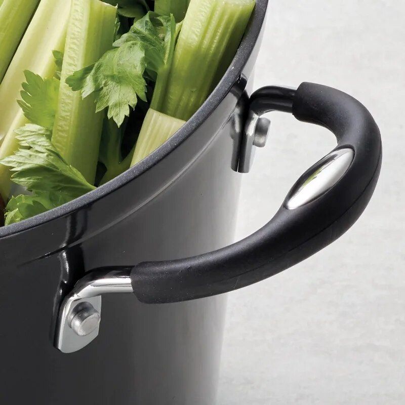 12 Qt Non-Stick Gray Covered Stock Pot