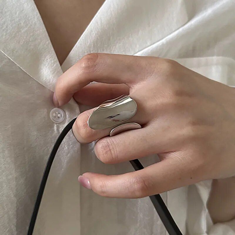 Elegant Silver Geometric Cuff Ring