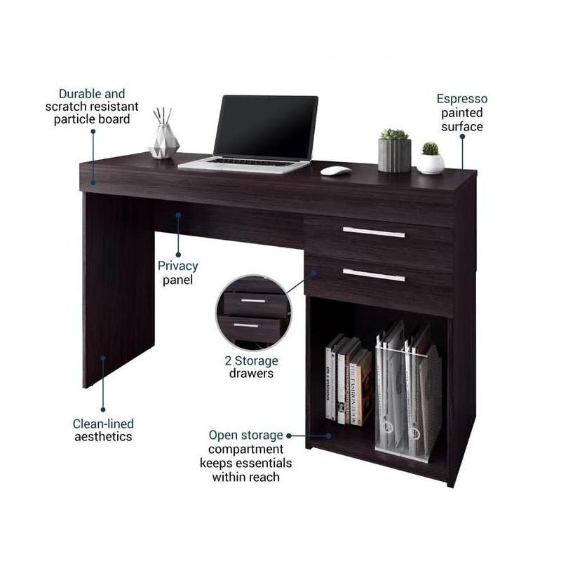 Modern Espresso Computer Desk for Small Spaces