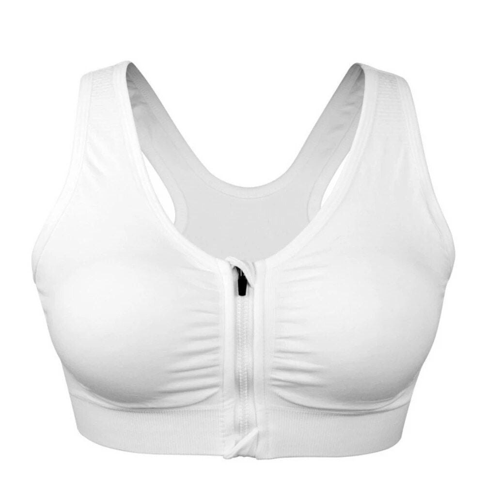 Zip-Front Breathable Sports Bra for Active Women