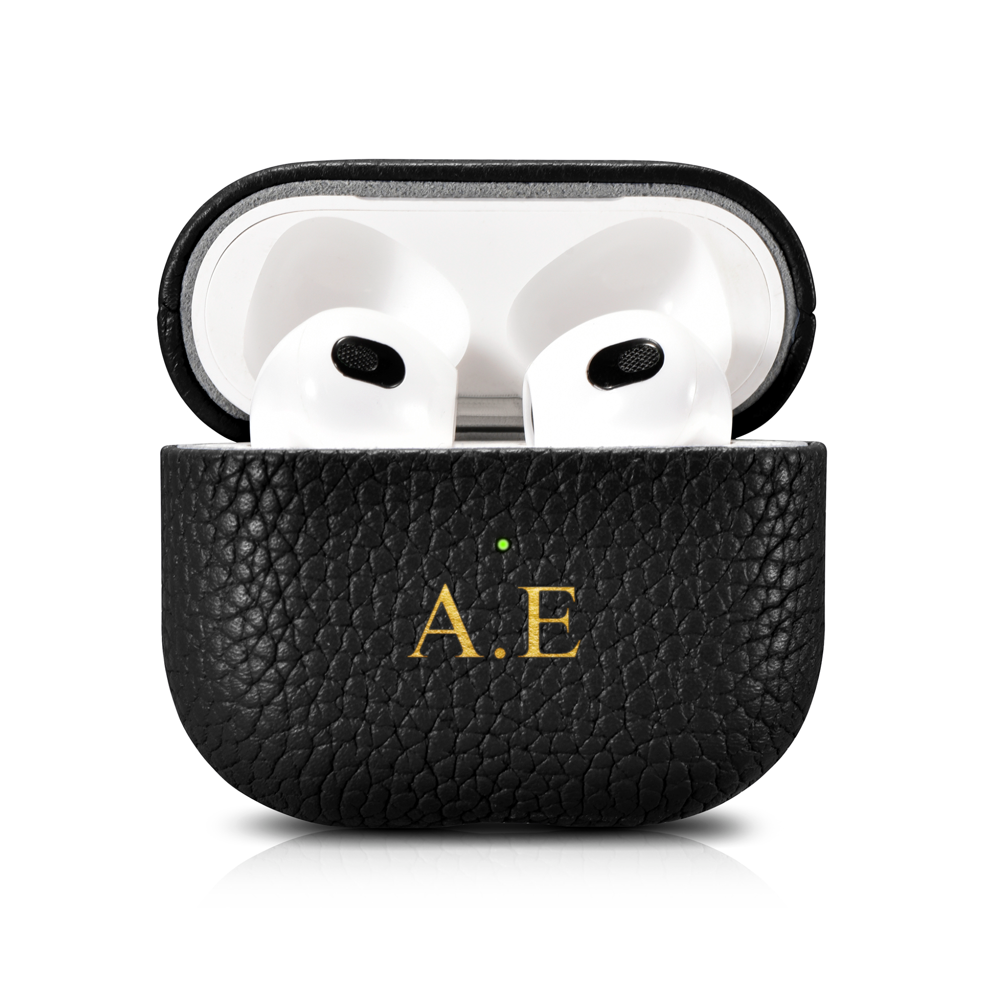 Custom Apple AirPods 3 Pebble Leather Case Embossed| Black White Navy