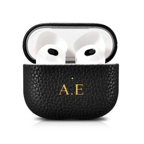 Custom Apple AirPods 3 Pebble Leather Case Embossing | Black White