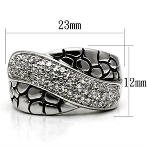 3W037 - Rhodium Brass Ring with AAA Grade CZ in Clear