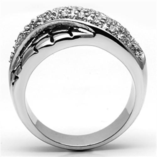 3W037 - Rhodium Brass Ring with AAA Grade CZ in Clear