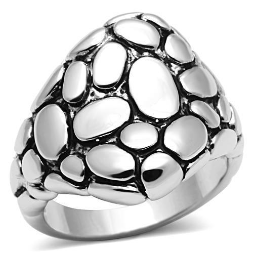 3W047 - Rhodium Brass Ring with No Stone | Turquoise Tiger