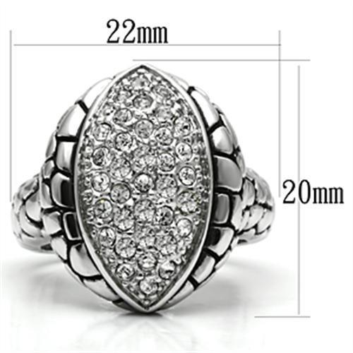 3W058 - Rhodium Brass Ring with Top Grade Crystal in Clear