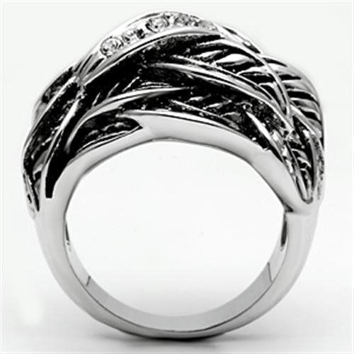 3W063 - Rhodium Brass Ring with Top Grade Crystal in Clear