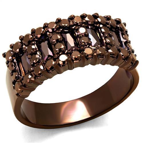 3W1163 - IP Coffee light Brass Ring with AAA Grade CZ in Light Coffee | Turquoise Tiger