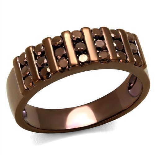 3W1164 - IP Coffee light Brass Ring with AAA Grade CZ in Light Coffee | Turquoise Tiger