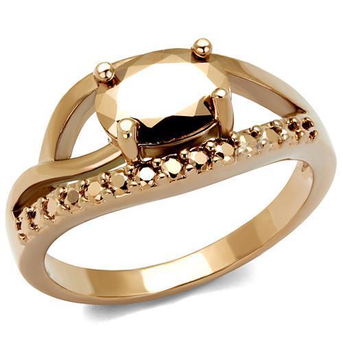 3W1198 - IP Rose Gold(Ion Plating) Brass Ring with AAA Grade CZ  in | Turquoise Tiger