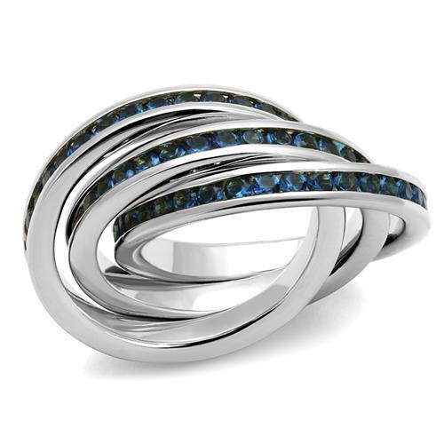 3W1334 - Rhodium Brass Ring with Synthetic Synthetic Glass in Montana | Turquoise Tiger