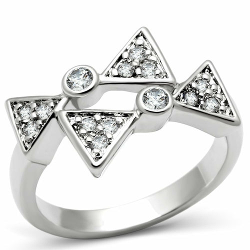 3W225 - Rhodium Brass Ring with AAA Grade CZ in Clear