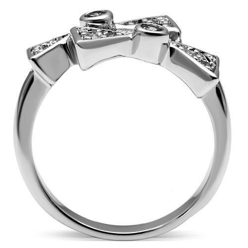 3W225 - Rhodium Brass Ring with AAA Grade CZ in Clear