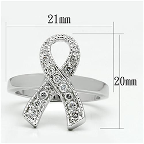 3W263 - Rhodium Brass Ring with AAA Grade CZ in Clear