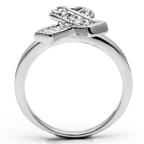 3W263 - Rhodium Brass Ring with AAA Grade CZ in Clear