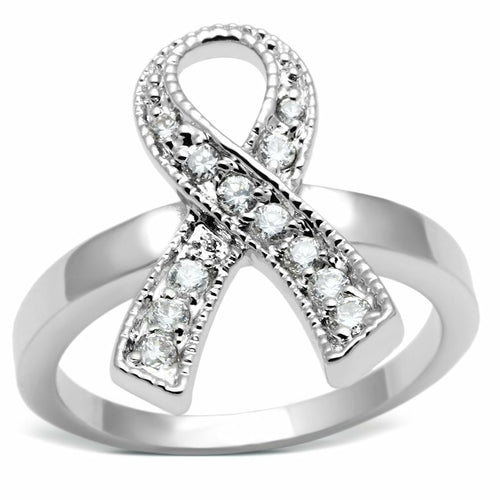 3W263 - Rhodium Brass Ring with AAA Grade CZ in Clear