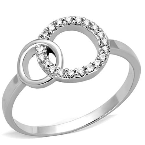 3W756 - Rhodium Brass Ring with AAA Grade CZ in Clear