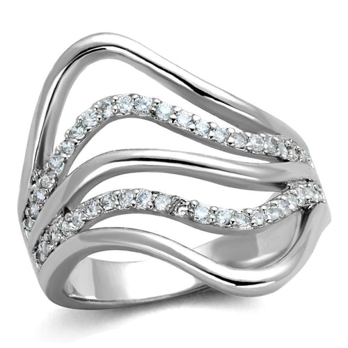 3W878 Rhodium Brass Ring with AAA Grade CZ in