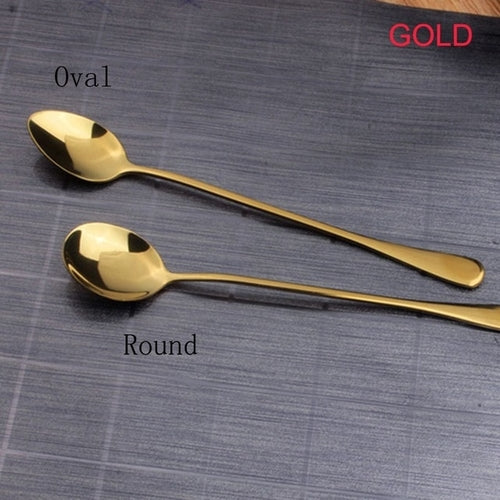 4 Colors Stainless Steel Spoon With Long Handle