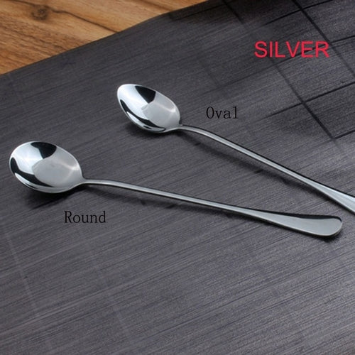 4 Colors Stainless Steel Spoon With Long Handle