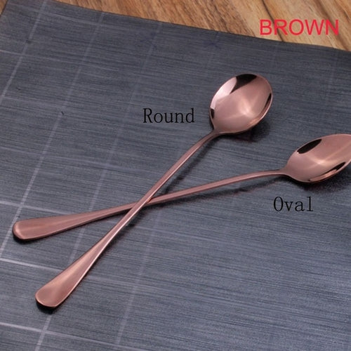 4 Colors Stainless Steel Spoon With Long Handle