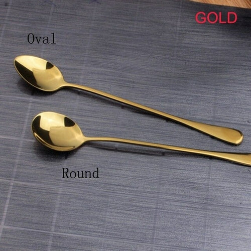 4 Colors Stainless Steel Spoon With Long Handle