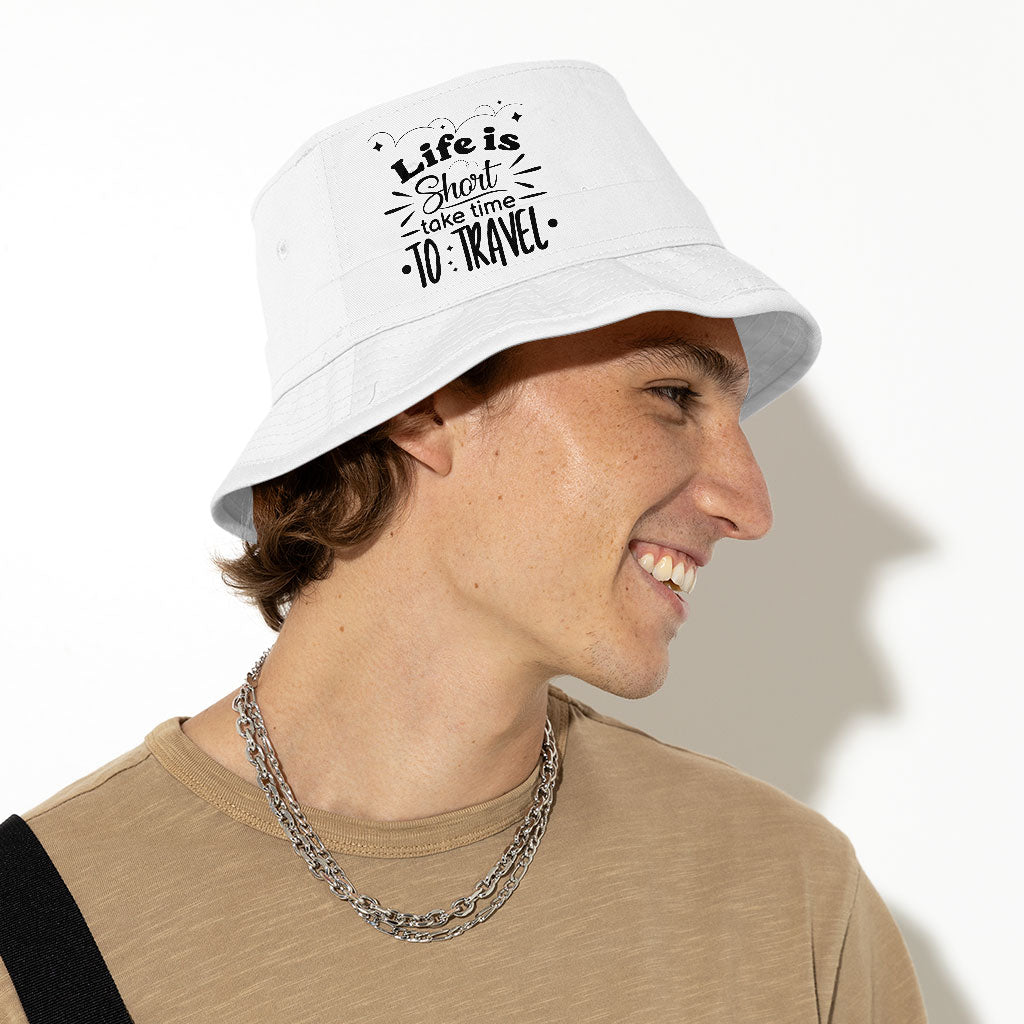 Life Is Short Bucket Hat - Time to Travel Hat - Graphic Bucket Hat