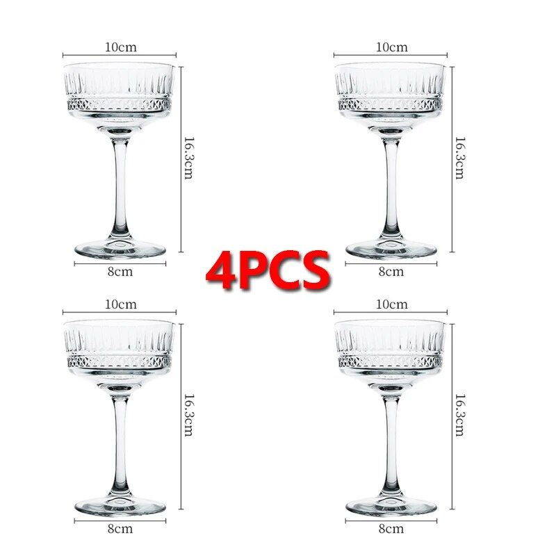 Elegant European-Style Cocktail Glass Set: Wide Mouth Champagne & Martini Glasses